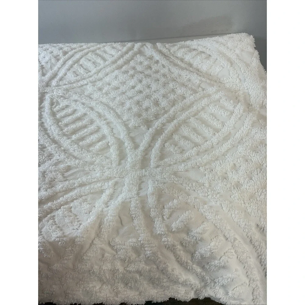 Vtg Ralph Lauren Tufted Chenille Twin‎ Bedspread Pale Yellow 70s